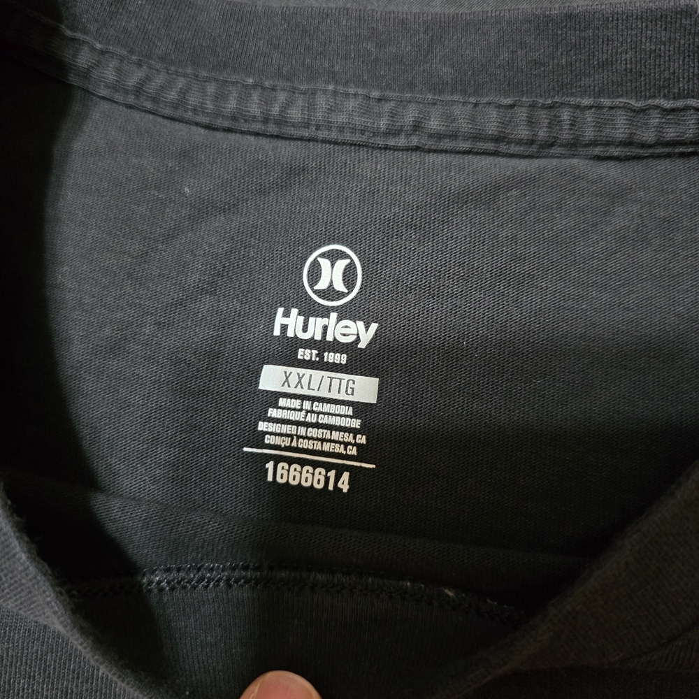 Hurley Charcoal Tee with Red and White Stripes - Picture 2 of 4